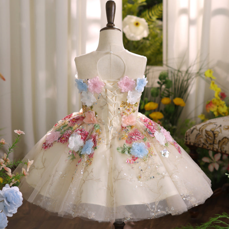 Girls Elegant Birthday Dress Flower Girl Princess Dress