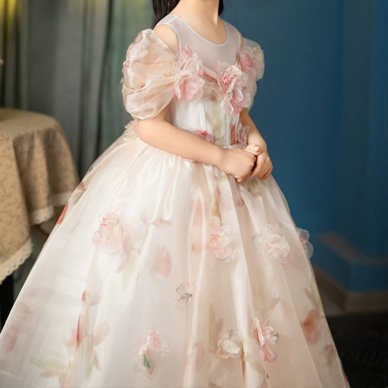 Elegant Baby Girl Floral Mesh Prom Dress Toddler Girl Formal Dresses Elegant Baby Girl Floral Mesh Prom Dress Toddler Girl Formal Dresses