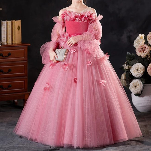 Girls Pink Dress Girls Prom Dress Girls Birthday Puffy Princess Dress