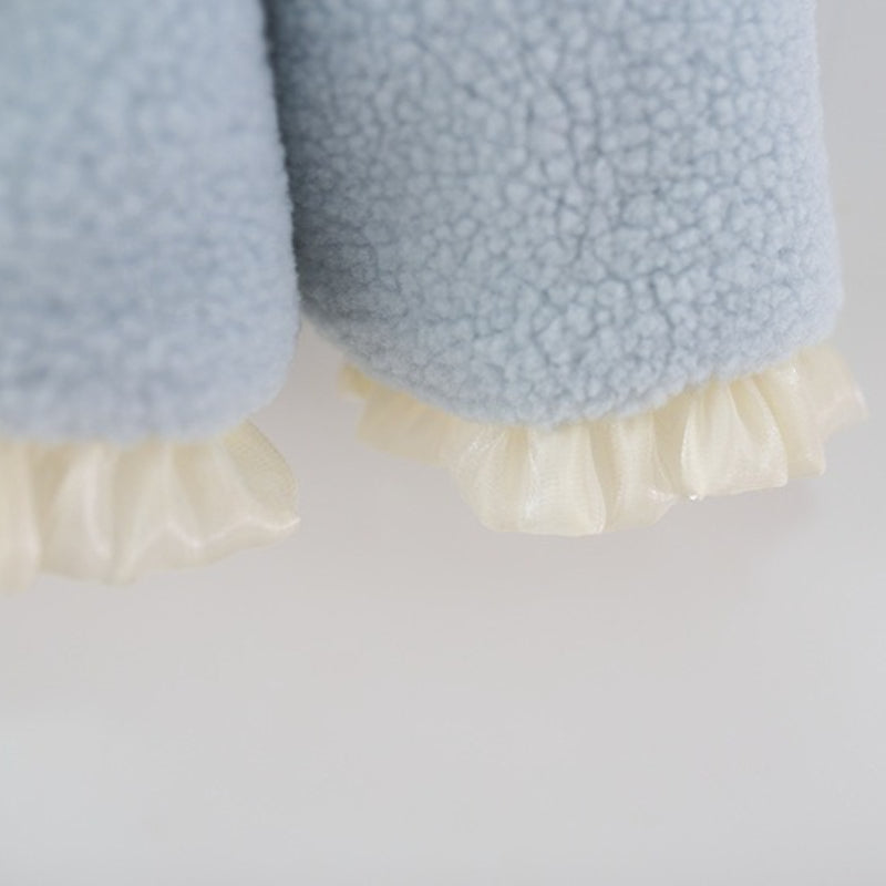 Girls Warm Winter Lace Bow Coat