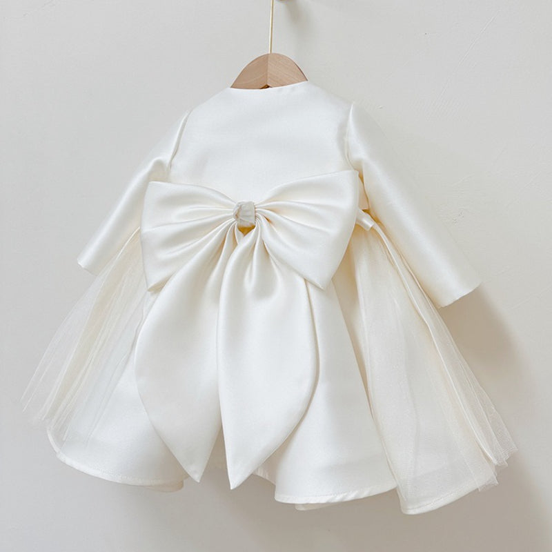 Girls Communion Dress Children's Bow Beaded Dress