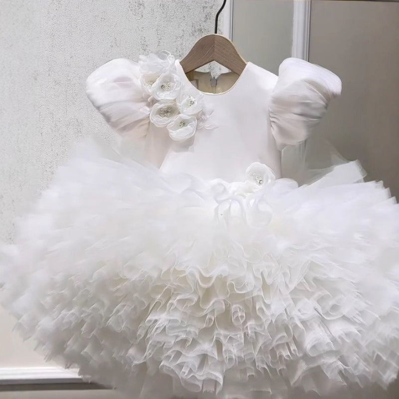Baby Birthday White Dress Girl Communion Princess Dress