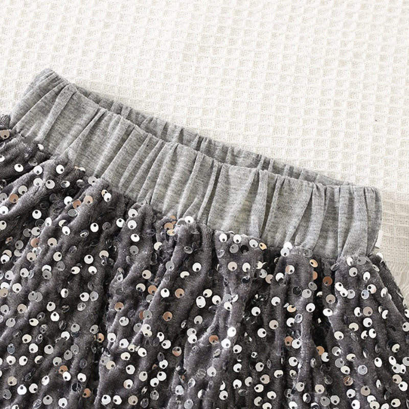 Girls' Diamond Knitted Cardigan Skirt Two-Piece Set