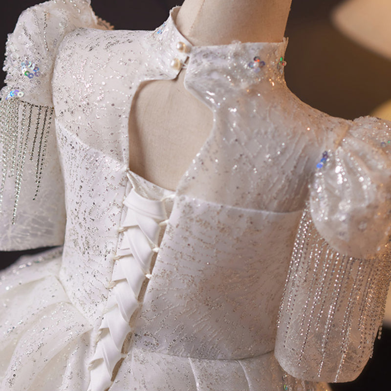 Girls White Birthday Dress Children's Prom Princess Dress