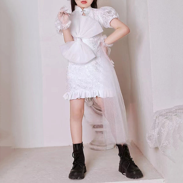 Elegant Baby Bow Flower Girl Dress Toddler First Communion Dress