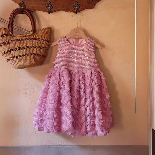 Elegant Baby Rose Blossom Princess Dress Toddler Pageant Dresses