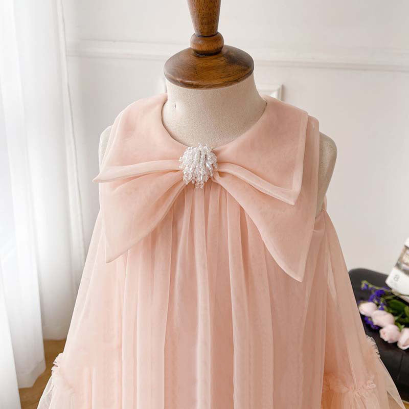 Elegant Baby Girls Pink Sleeveless Toddler Prom Dress Toddler New Year Princess Dress