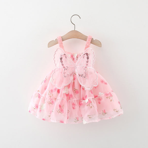 Baby Girl Embroidered Mesh Butterfly Wings Dress