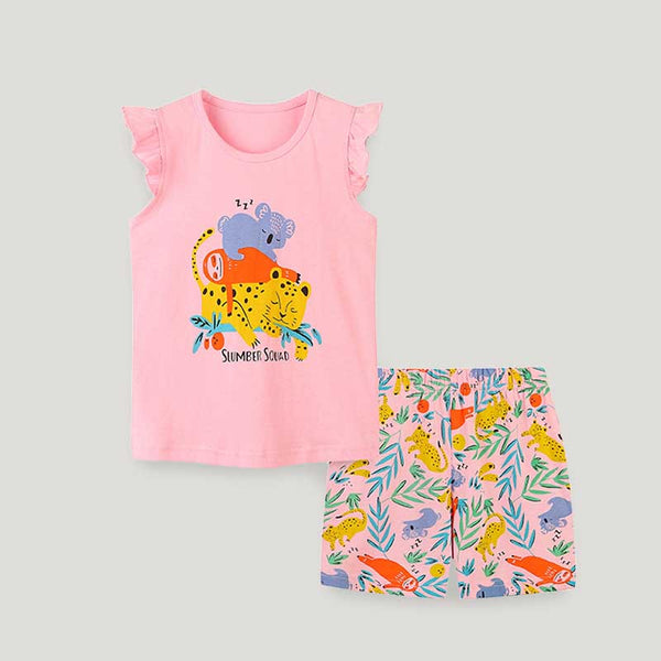 Summer New Girls Cartoon Print Short-sleeved Two-piece Suit