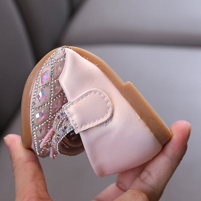 Summer Girls Princess Diamond Leather Shoes