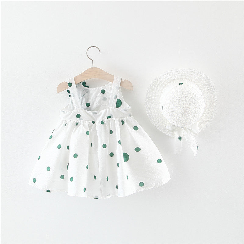 Baby Girl Sleeveless Bow Flower Sundress with Hat Set