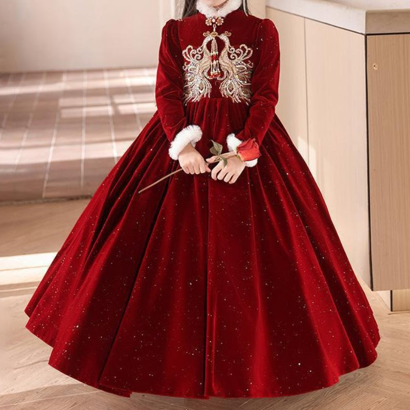 Girls' Christmas Dresses Girls' Birthday Velvet Dresses Children's Ball Princess Dresses