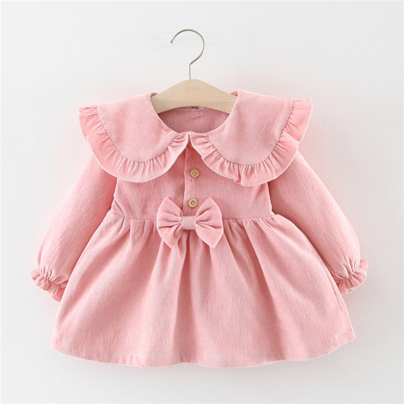 Cute Girls Bow-knot Christmas Dresses Baby Girls Long Sleeve Dresses