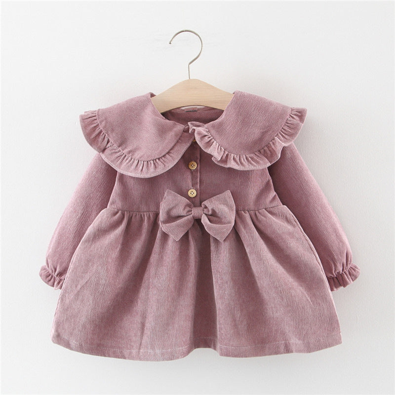 Cute Girls Bow-knot Christmas Dresses Baby Girls Long Sleeve Dresses