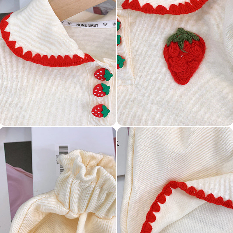 Sweet Baby Girl Doll Collar with Strawberry Decoration Two-piece Set