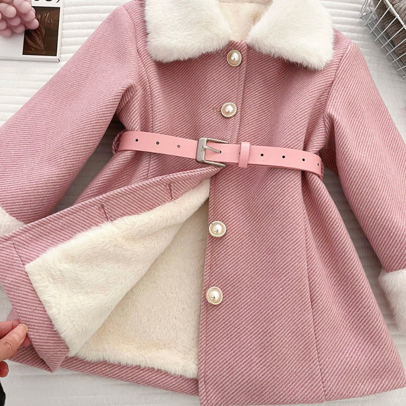 Girls' Winter Waist-cinching Warm Coat