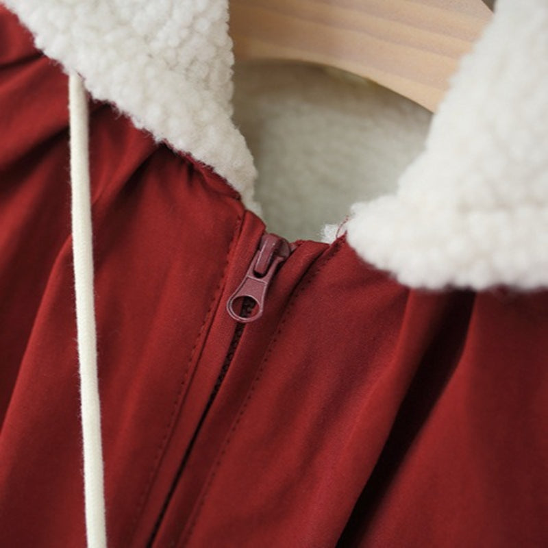 Girls' Winter Solid Color Hooded Coat