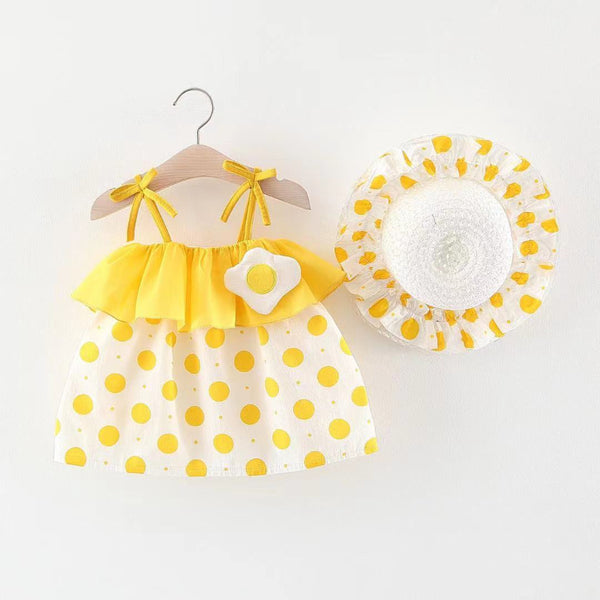 Cute Baby Girl Printed Suspender Princess Dress Toddler Party Dresses