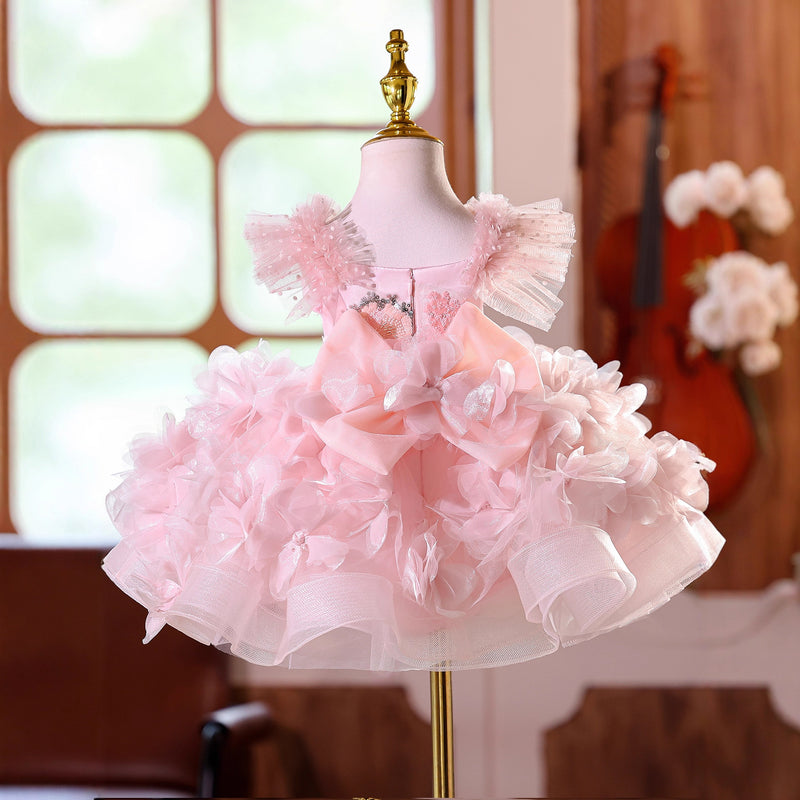 Girls Pink Ball Gown Children's Birthday Princess Dress Flower Girl Dress