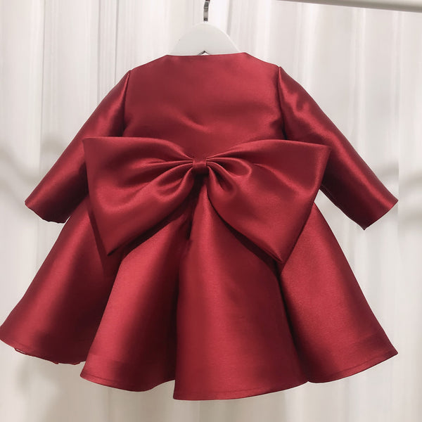 Cute Baby Girl Wine Red Pageant Dress Toddler Birthday Christmas Dress