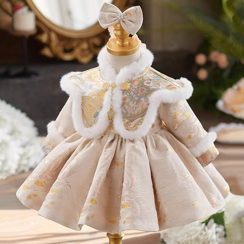 Baby Girl's Birthday Dress Pink Princess Dress Children's New Year Dress