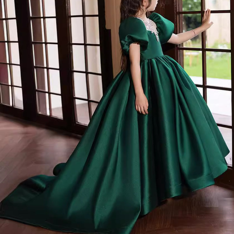 Girls Beauty Pageant Princess Dress Girls Green Birthday Dress Girls Beauty Pageant Princess Dress Girls Green Birthday Dress