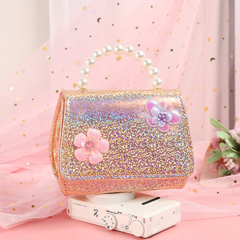 Children's Crossbody Pearl Butterfly Flower Fashion Bag