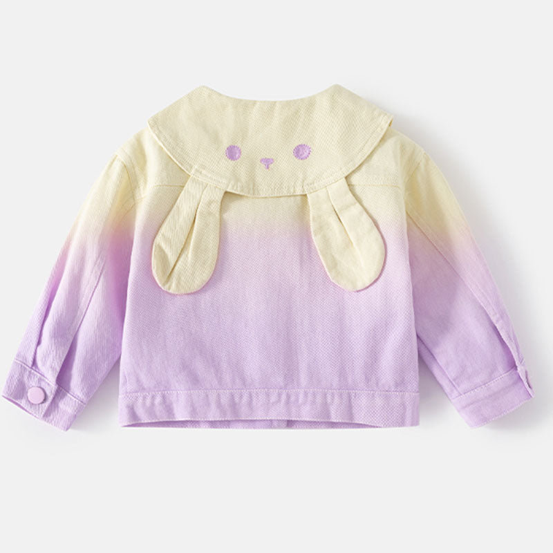 Girls' Denim Jacket Toddler Autumn Gradient Color Cute Jacket