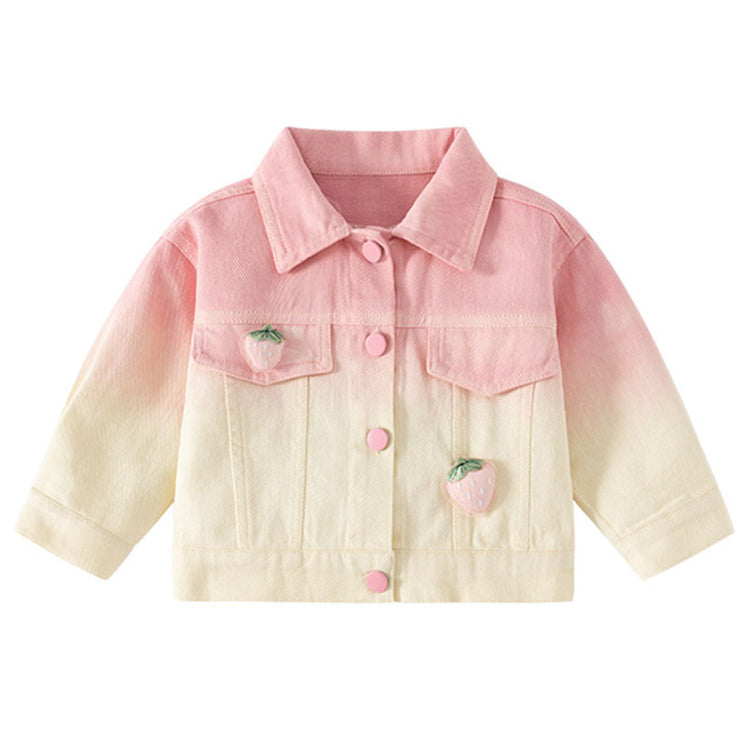 Girls' Denim Jacket Toddler Autumn Gradient Color Cute Jacket