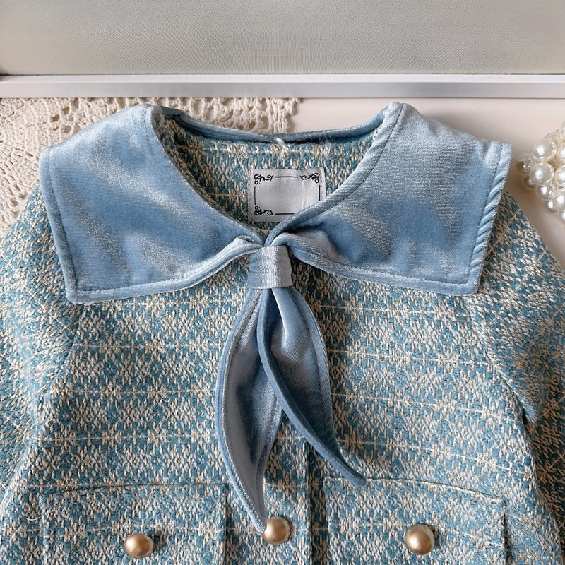 Girls' Cute Autumn Jacket and Pleated Skirt Two-piece Set