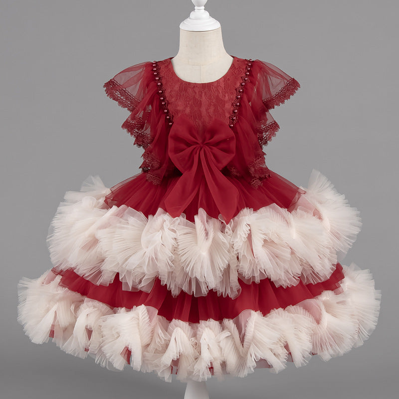 Baby Girl Pageant Princess Dresses Infant Summer Puffy Birthday Party Dresses