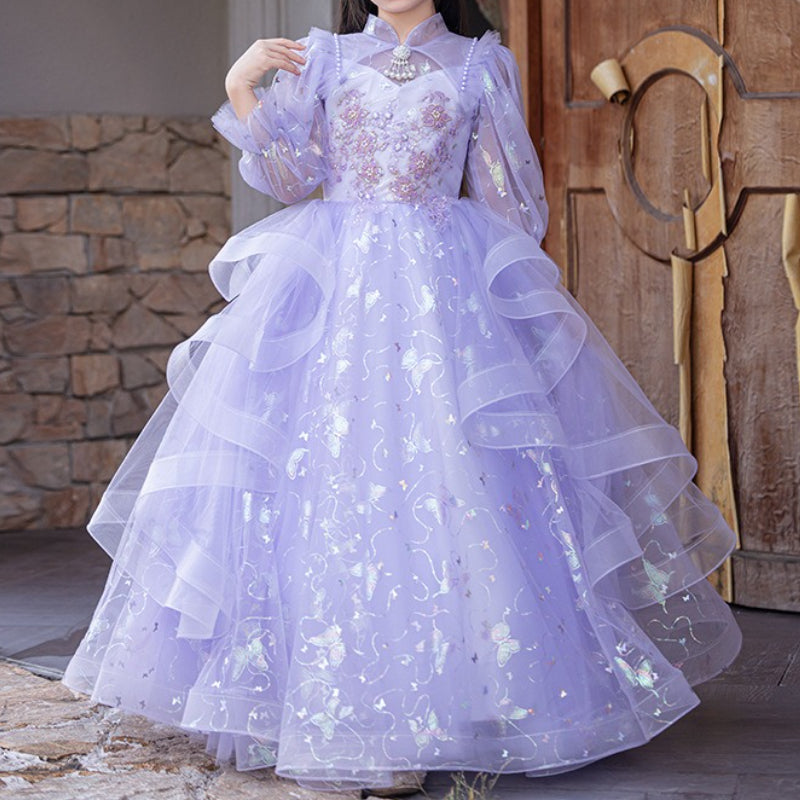 Girls' Ball Dress Children's Purple Birthday Dress Flower Girl Dress