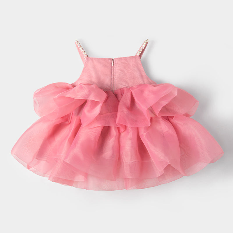 Summer  Flower Girl Dress Rose Toddler Birthday Party Dress