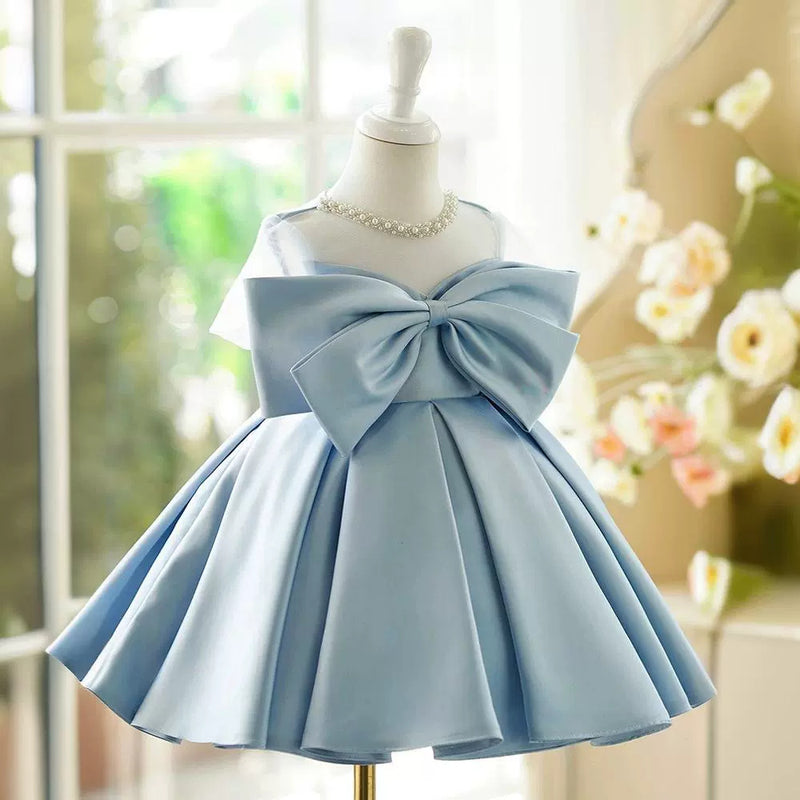 Cute Baby Girl Big Bow Dress Toddler Birthday Party Princess Dress