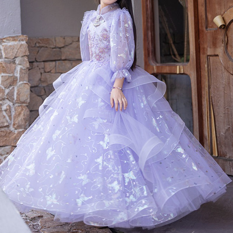 Girls' Ball Dress Children's Purple Birthday Dress Flower Girl Dress