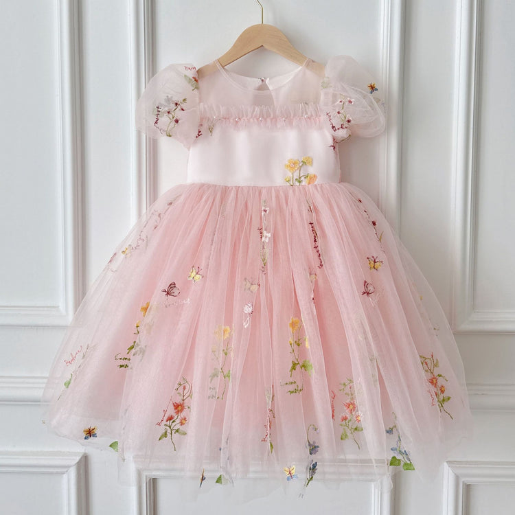 Girls Birthday Dress Girls Cute Embroidered Princess Dress