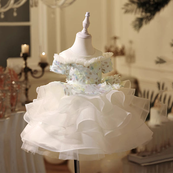 Cute Girl Birthday Dress Flower Girl White Wedding Dress
