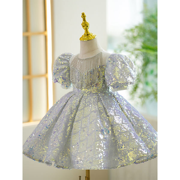 Girls Cute Sequins Pageant Dress Toddler Birthday Princess Dress
