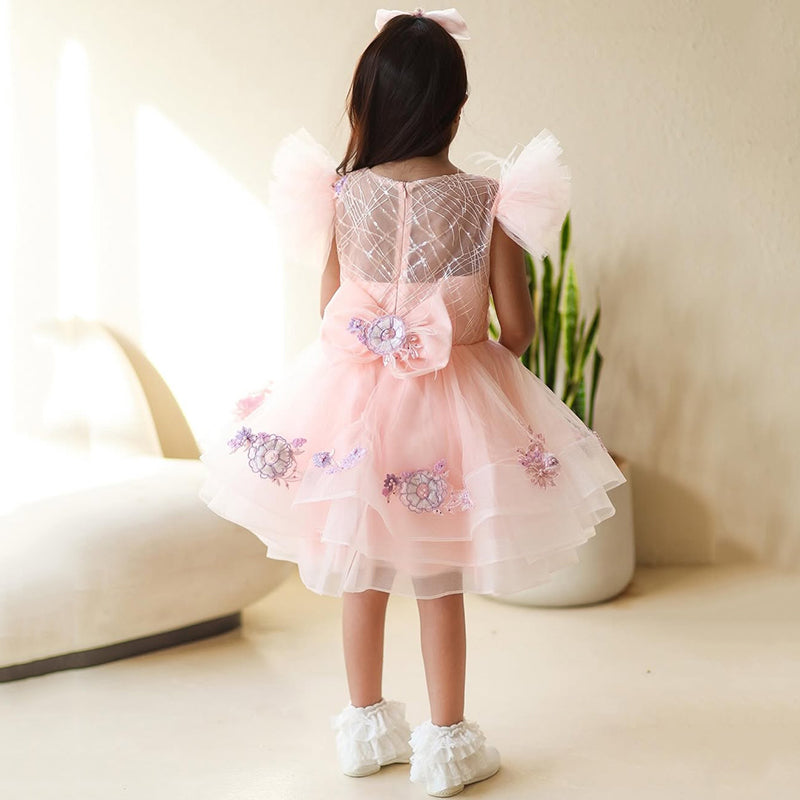 Elegant Girls Ball Gown Embroidery Flower Girl Dress Toddler Birthday Princess Dress