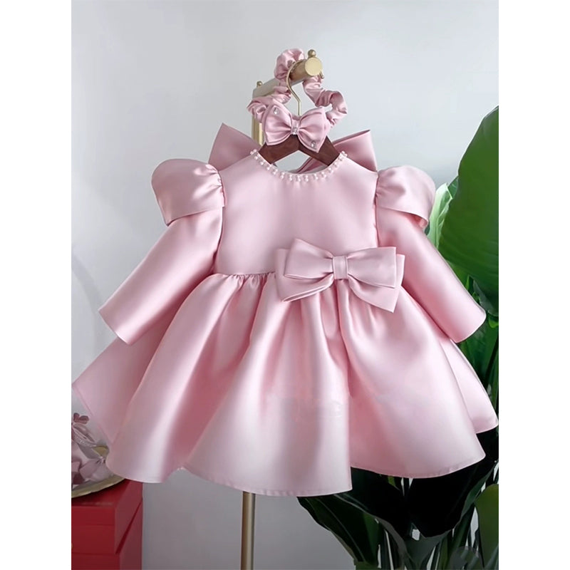 Cute Baby Girl Autumn Puffy Dress Toddler Christmas Bow-knot Princess Dress