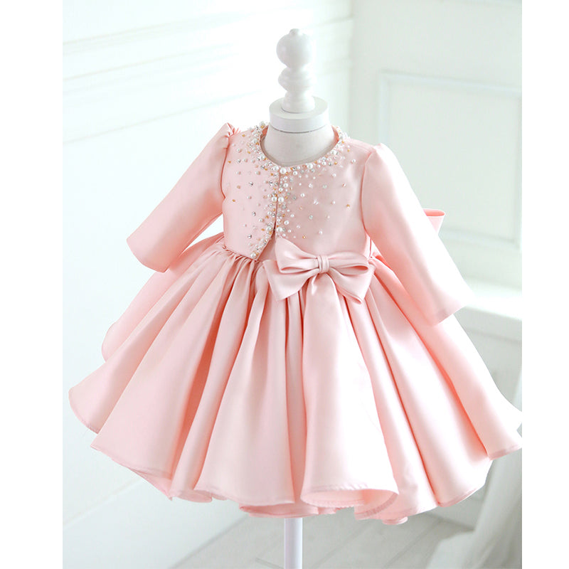 Cute Baby Girl Autumn Puffy Dress Toddler Birthday Bow-knot Princess Dress