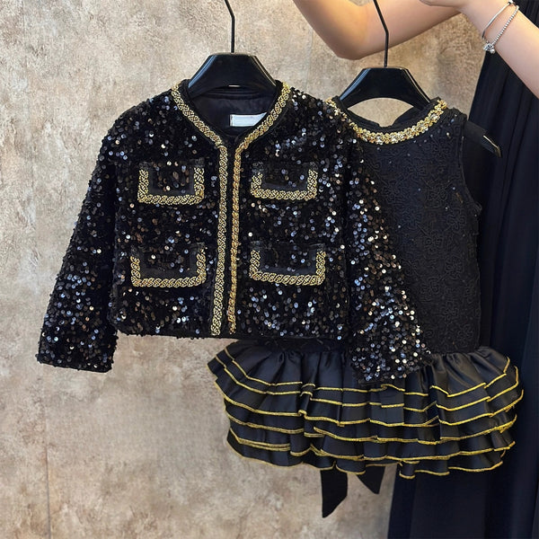 Girls' Autumn New Coat Princess Dress Two-piece Set