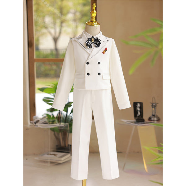 Children's Pure White Suit Set Birthday Party Elegant Suit