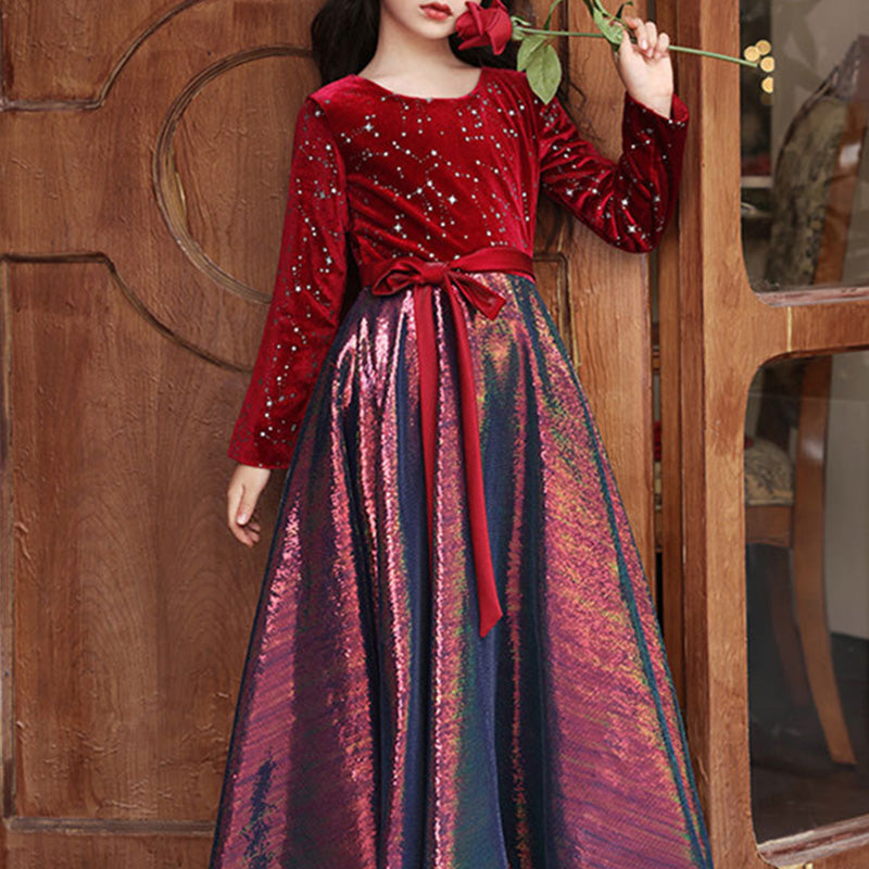 Sweet Baby Girls Burgundy Sequined Long Sleeve New Year's Dress Toddler Evening Princess Dress, Claret / 3-4 Years (110cm) Sweet Baby Girls Burgundy Sequined Long Sleeve New Year's Dress Toddler Evening Princess Dress, Claret / 3-4 Years (110cm)