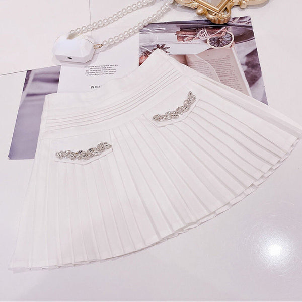 Blue Doll Collar Bow Shirt White Pleated Skirt Toddler Two Piece Set