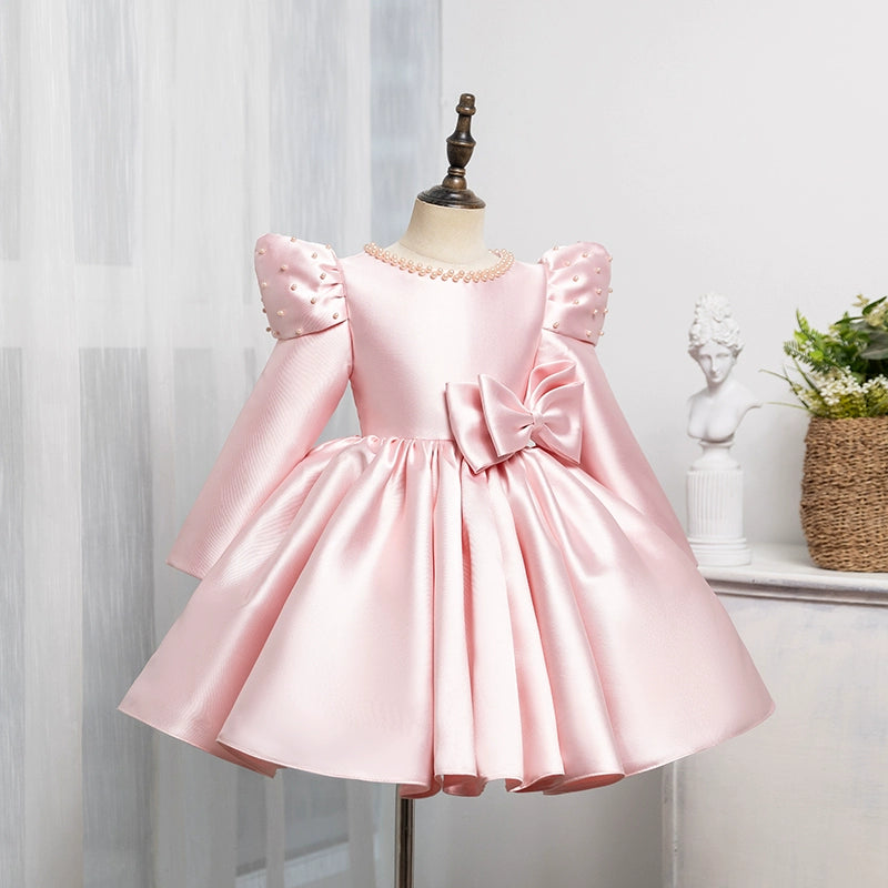 Pink Bow Princess Dress Wedding Flower Girl Dress Birthday Dress Pink Bow Princess Dress Wedding Flower Girl Dress Birthday Dress