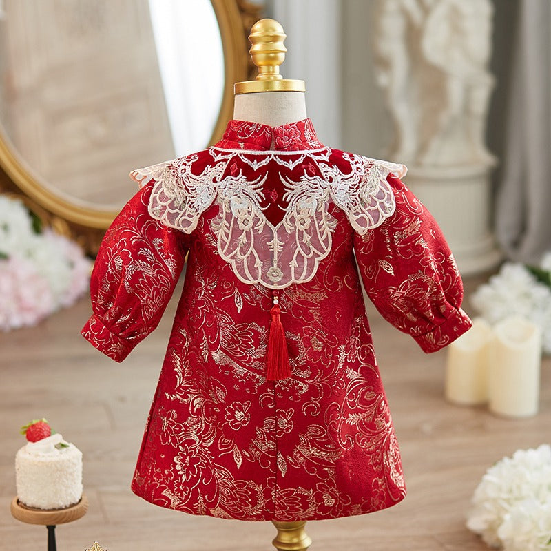 Girls Christmas Dress Girls Red Birthday Cheongsam Baby Princess Dress