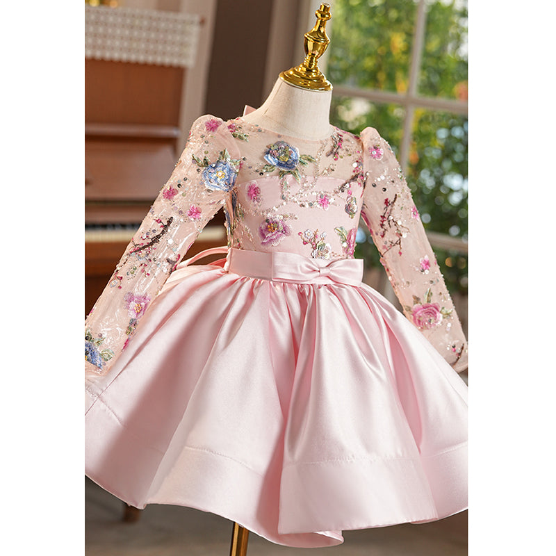 Cute Girls Communion Dress Pink Girls Birthday Princess Dress Children's Party Dress