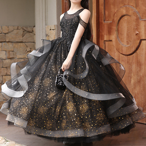 Elegant Girls Prom Dress Girls Birthday Black Princess Dress