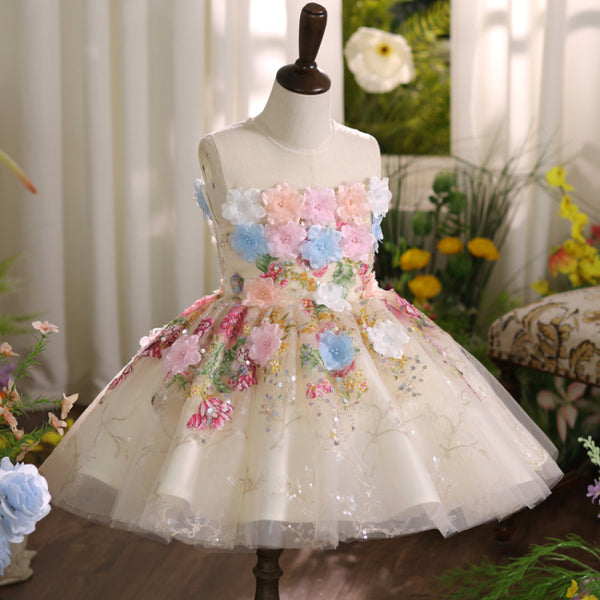 Girls Elegant Birthday Dress Flower Girl Princess Dress